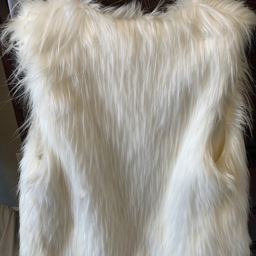 White Faux fur vest